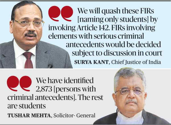 SC to quash FIRs against student protesters