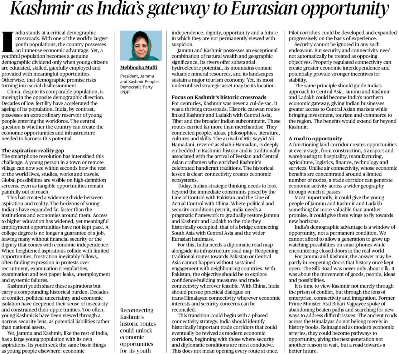 Kashmir as India’s Gateway to Eurasian Opportunity